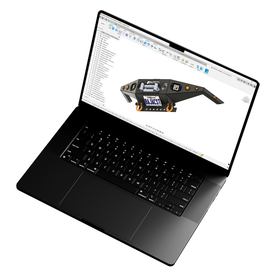 Laptop Mockup with AutoCAD model of a car front bar prototype